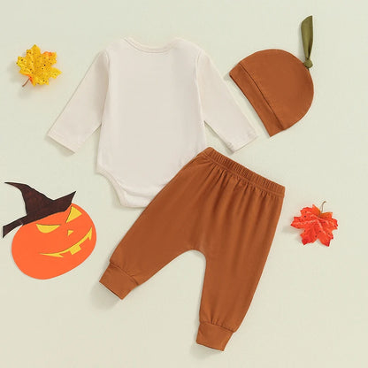 3-Piece Halloween Outfits! Boy’s Long Sleeve Rompers, Pants & Hat Sets