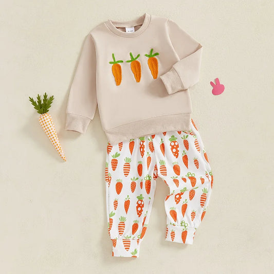 Boy's Easter Sweatshirt & Carrot Pants Sets