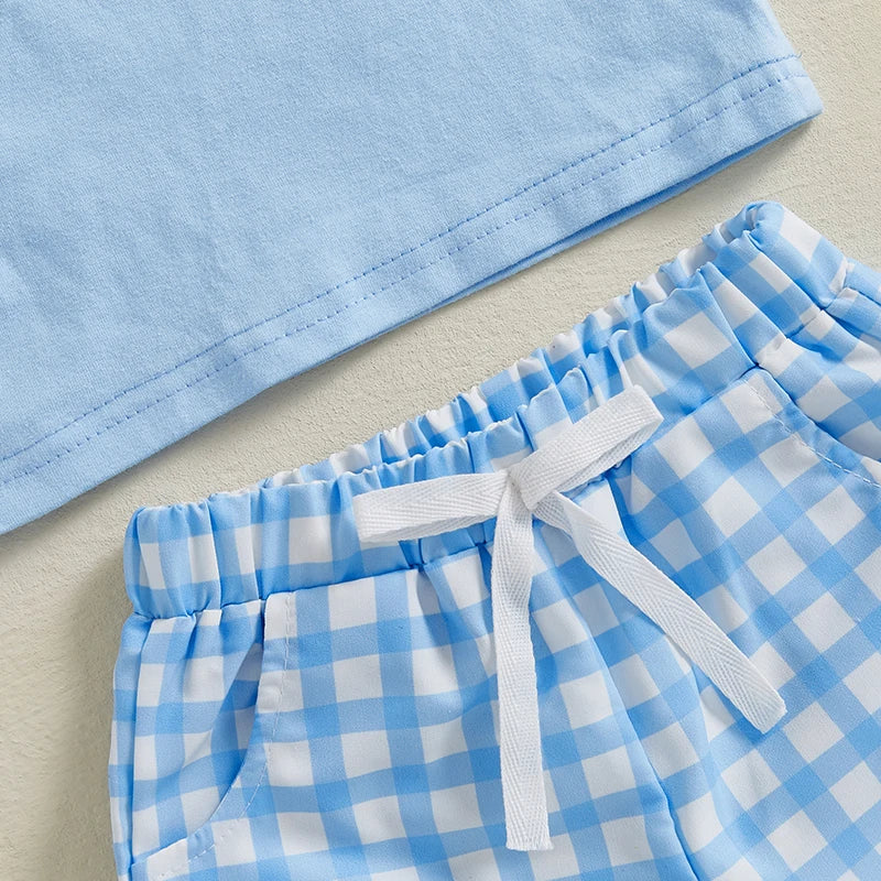 Boy's 2-Piece Easter "Lil Bunny" T-Shirt & Plaid Shorts Sets