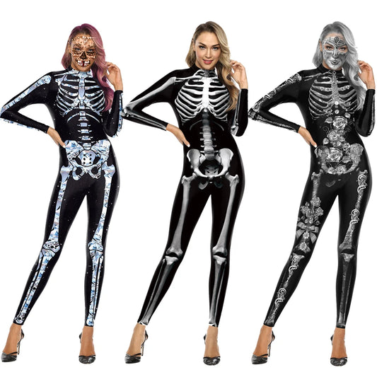 Skeleton Bodysuits! Full Adult One Piece Day of The Dead, Halloween, Costume Party, Cosplay