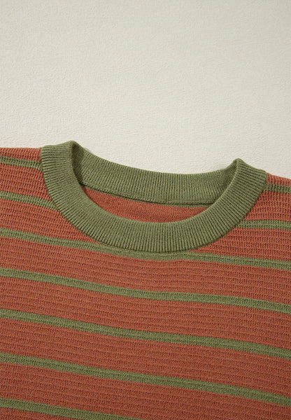 Striped Round Neck Long Sleeve Sweater