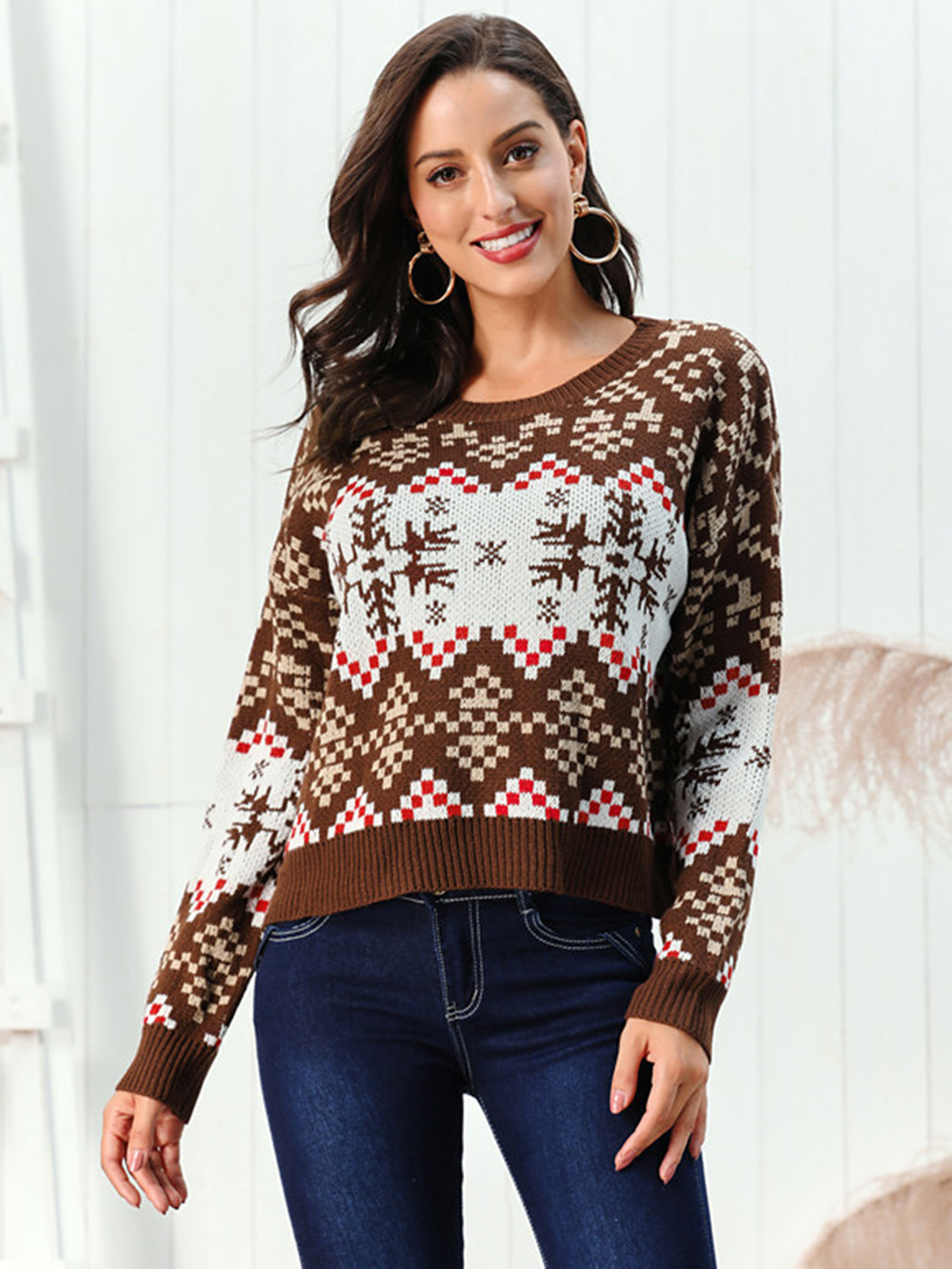 Snowflake  Round Neck Sweater