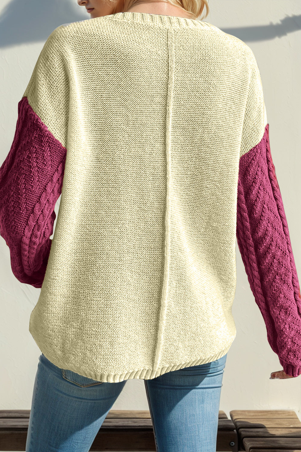 Color Block Drop Shoulder Sweater