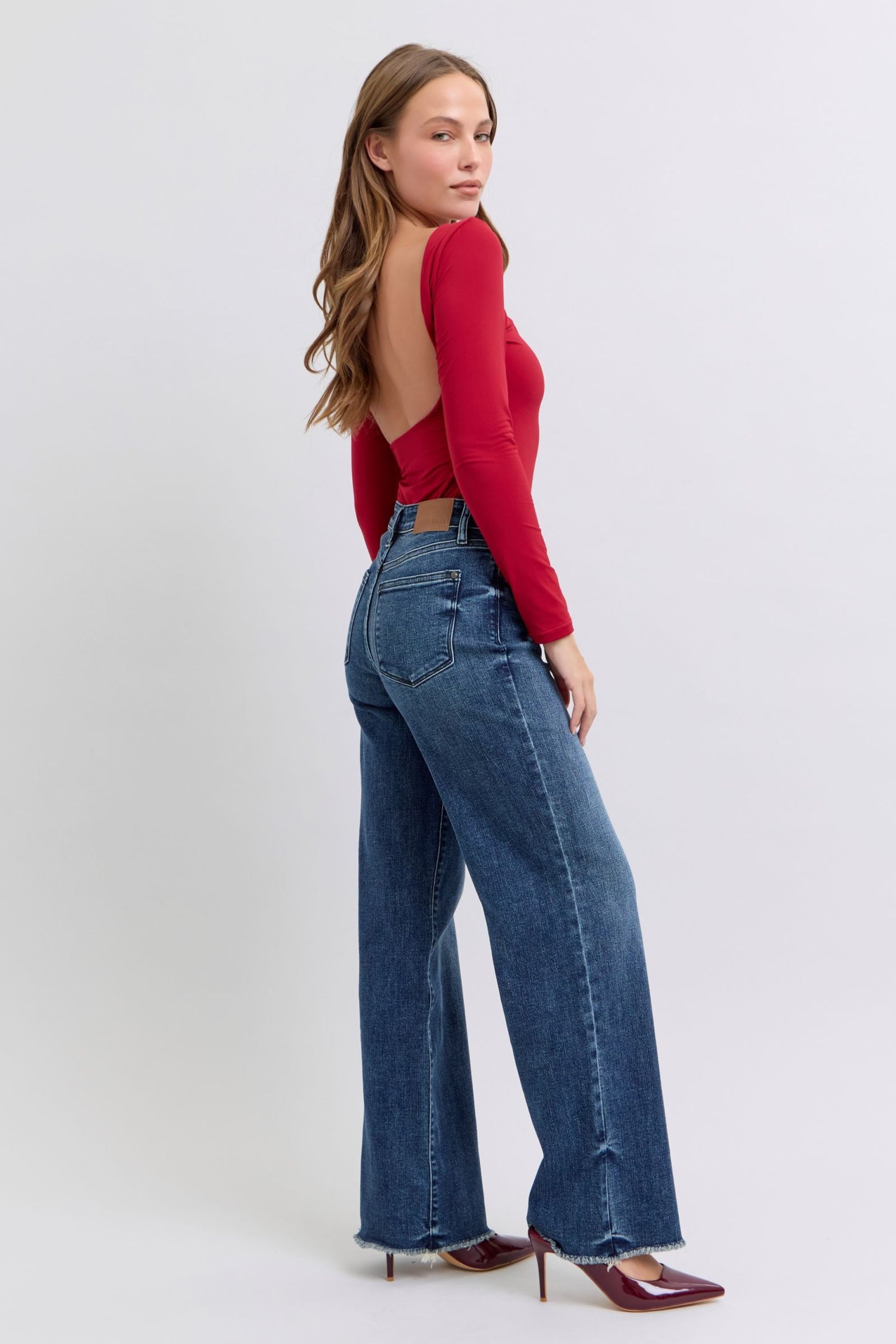 Raw Hem Mid Rise Jeans