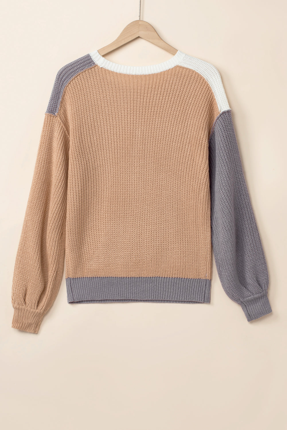 Color Block Round Neck Drop Shoulder Sweater