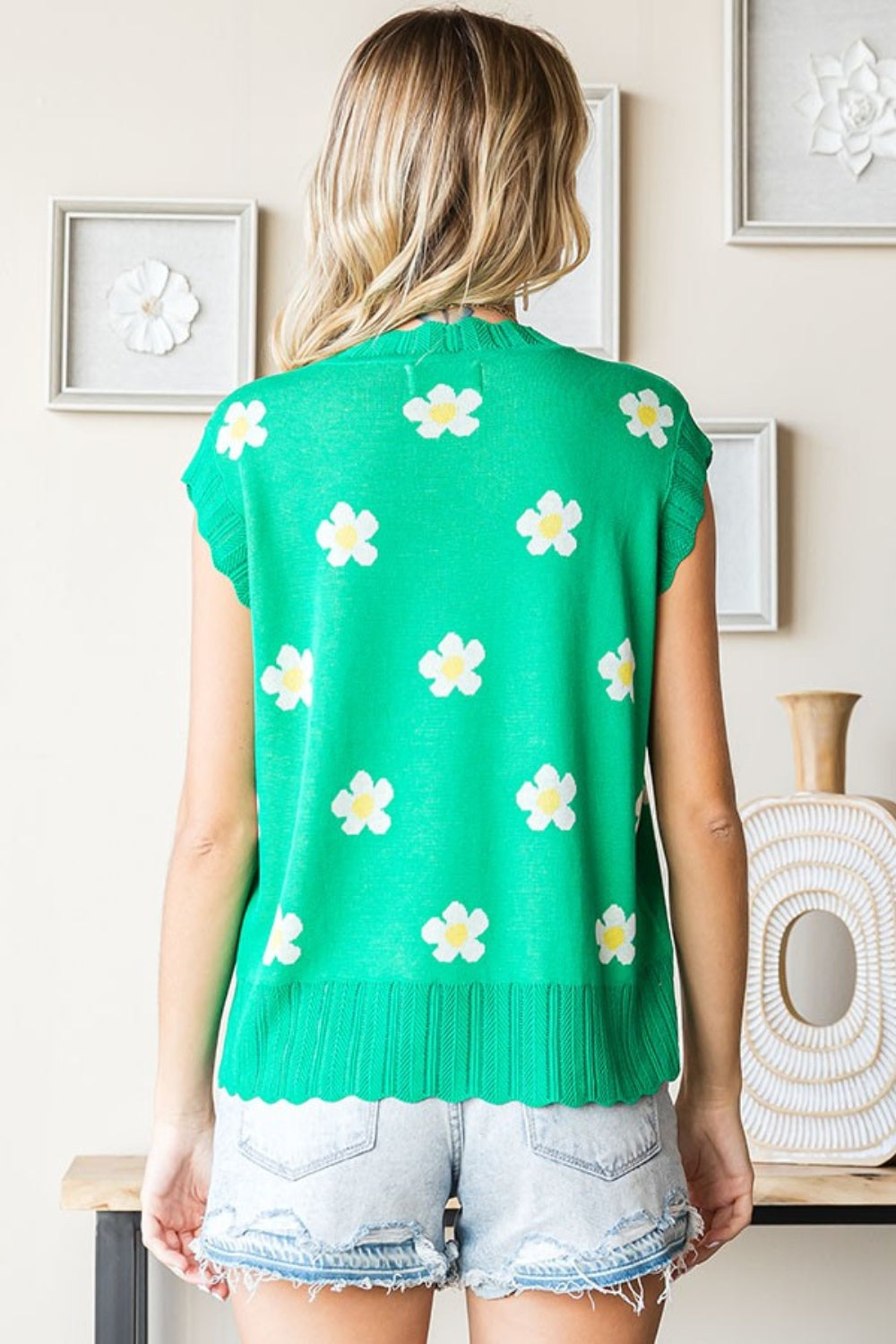 Flower  Round Neck Sweater