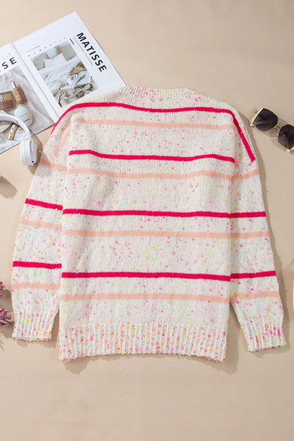 Plus Confetti Striped Round Neck Sweater