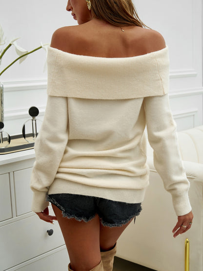 Off-Shoulder Long Sleeve Sweater