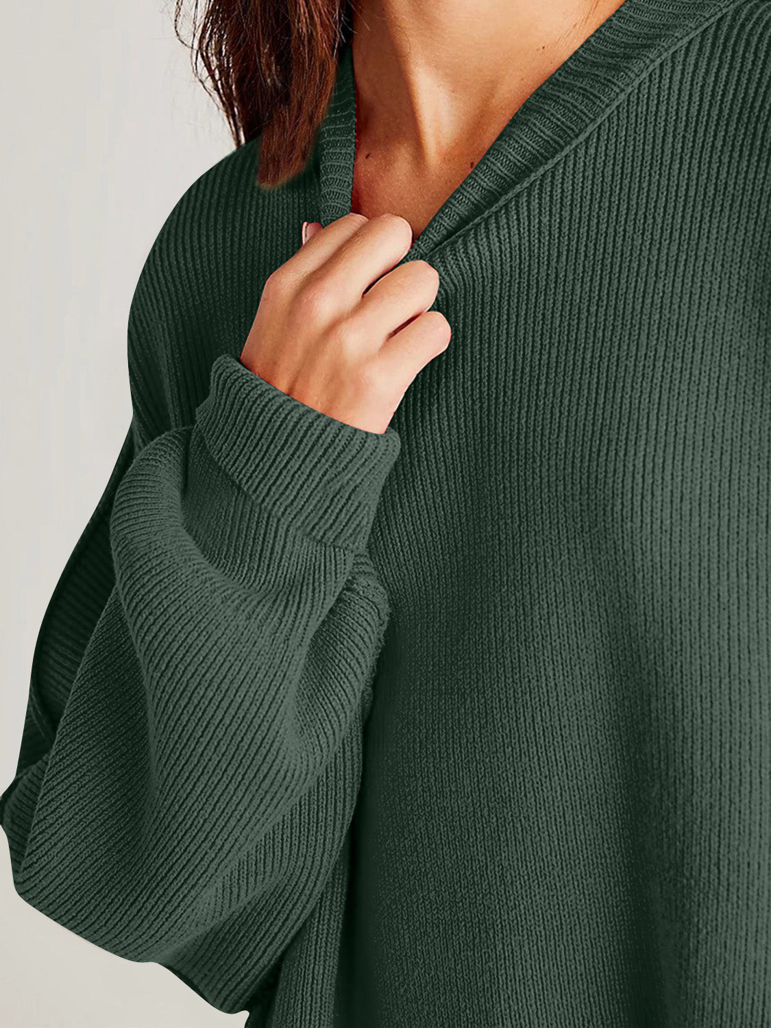 Side Slit Round Neck Long Sleeve Sweater