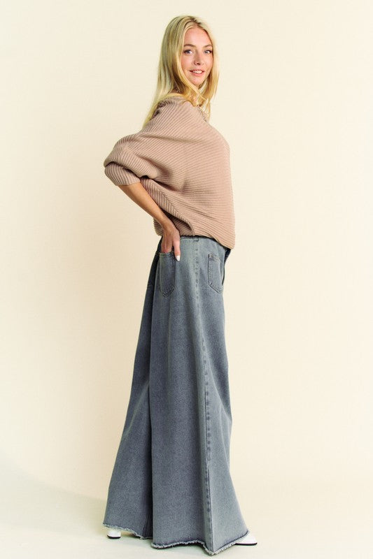 Round Neck Batwing Sleeve Sweater