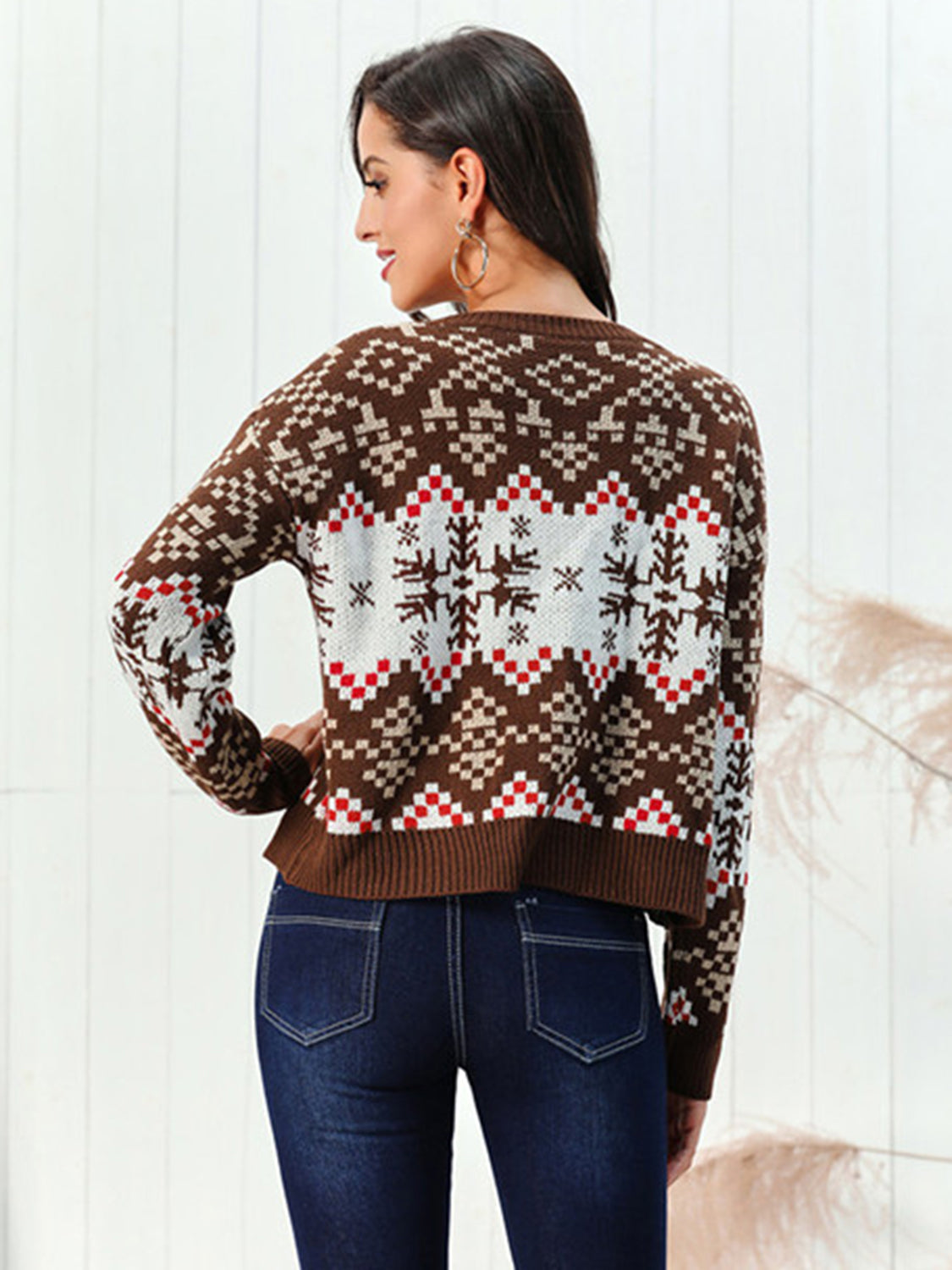 Snowflake  Round Neck Sweater