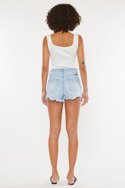 Distressed Button Fly Denim Shorts