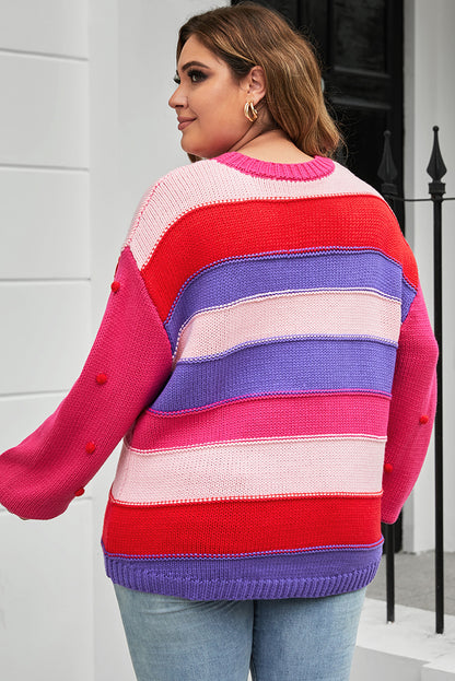 Plus Color Block Trim Sweater