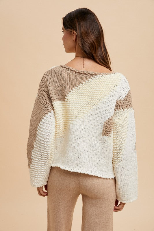 Color Block Drop Shoulder Sweater