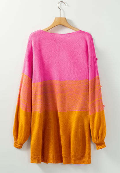 Color Block Open Front Cardigan