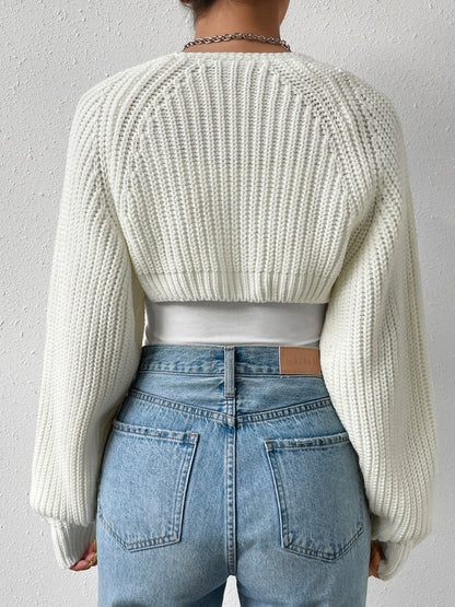 Open Front Long Sleeve Cropped Cardigan