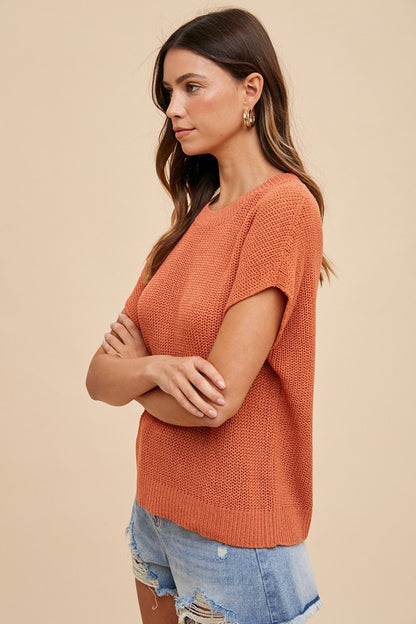 Round Neck Short Sleeve Sweater