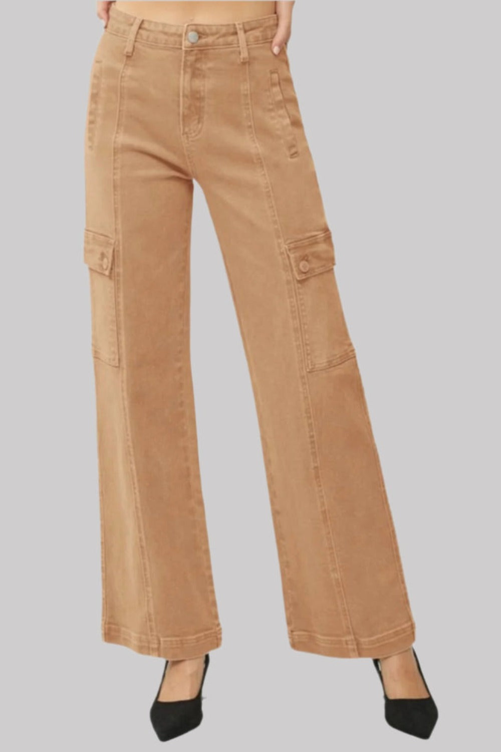 High Rise Wide Leg Cargo Jeans