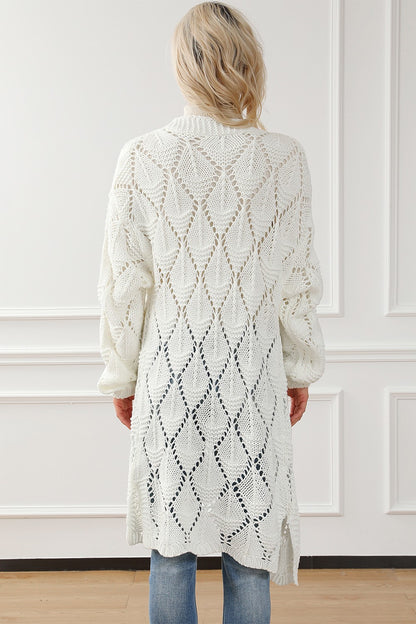 Openwork Open Front Dropped Shoulder Cardigan