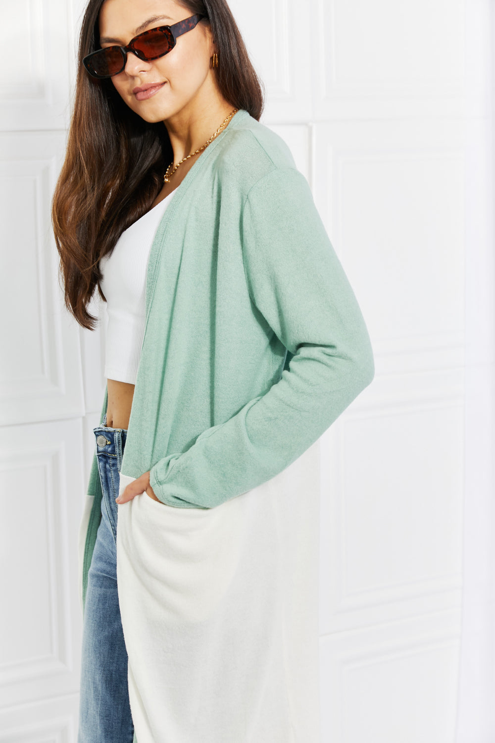 Color Block Duster Cardigan