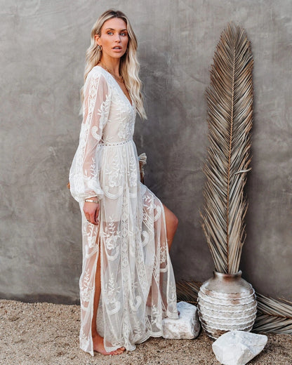 Chic Lace Maxi Party Dress