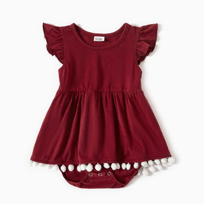 Family Matching! Sleeveless Dresses, Rompers, and T-Shirts in Burgundy or Khaki