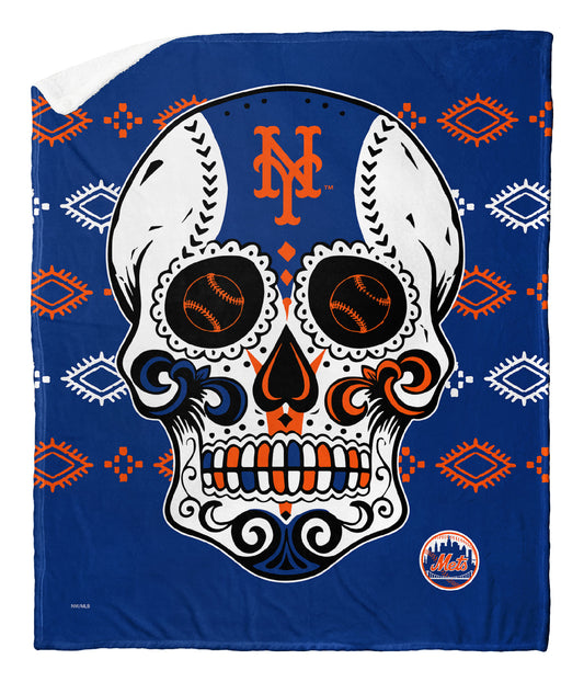 CANDY SKULL - METS Silk Touch Sherpa Blanket 50"x60"