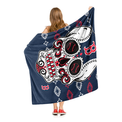 CANDY SKULL - RED SOX Silk Touch Throw 50"x60"
