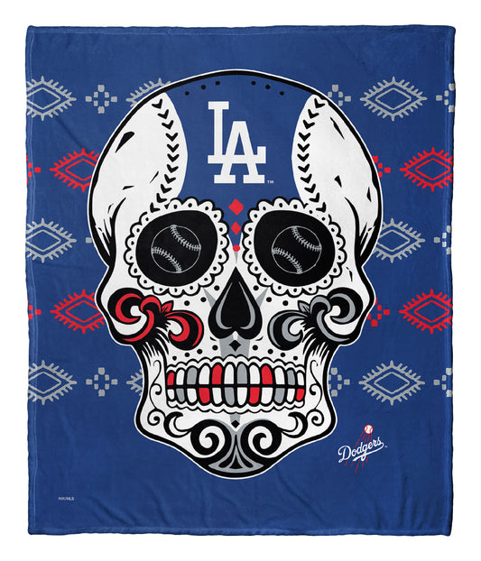 CANDY SKULL - DODGERS Silk Touch Throw 50"x60"