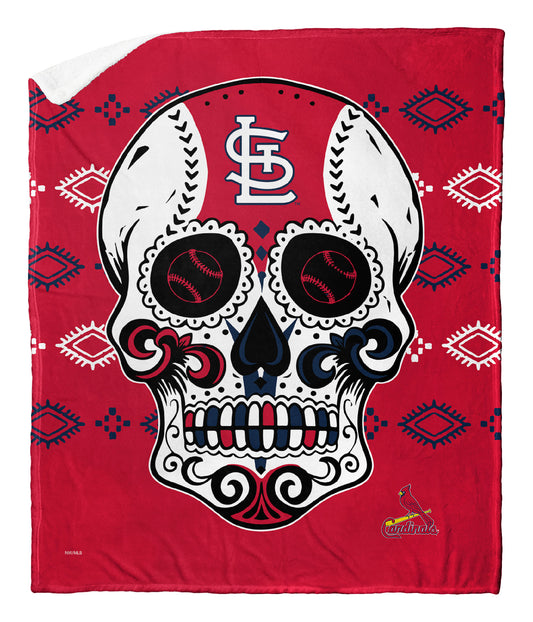 CANDY SKULL - CARDINALS Silk Touch Sherpa Blanket 50"x60"