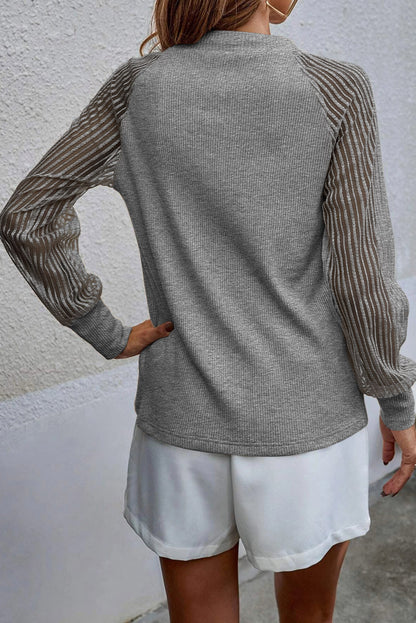 Round Neck Raglan Sleeve Knit Top