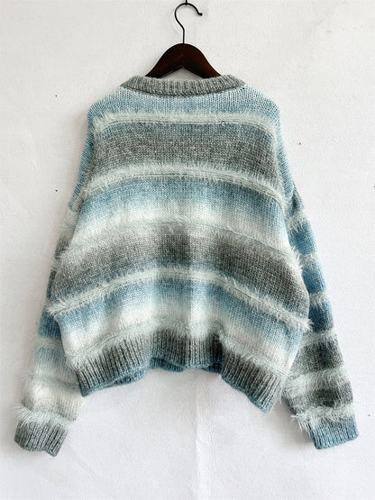 Striped Round Neck Long Sleeve Sweater