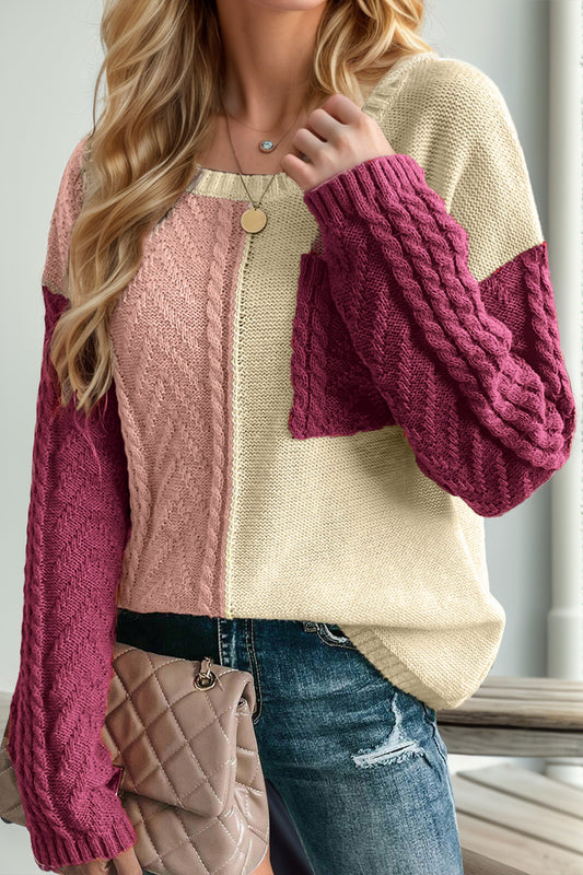 Color Block Drop Shoulder Sweater