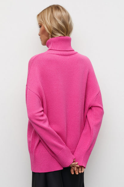 Turtleneck Dropped Shoulder Long Sleeve Sweater