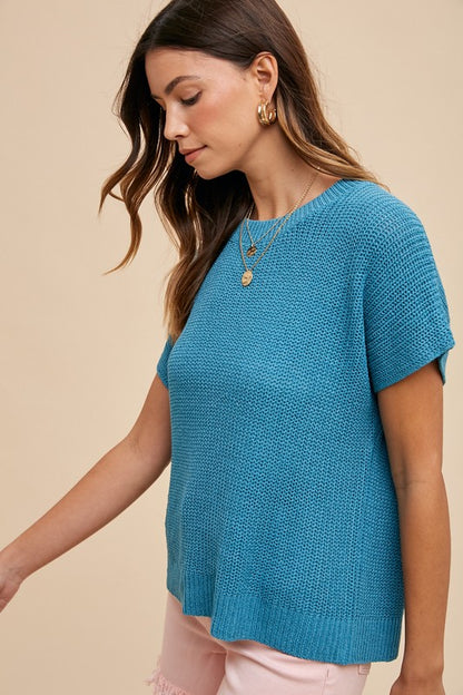 Round Neck Short Sleeve Sweater