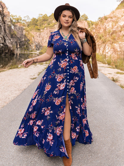 Plus V-Neck Maxi Dress