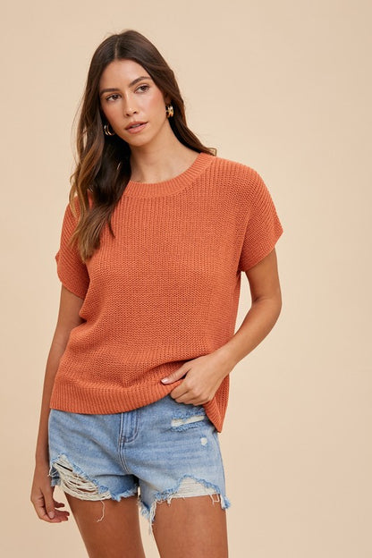 Round Neck Short Sleeve Sweater