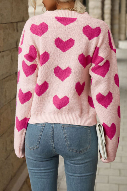 Heart  Dropped Shoulder Sweater