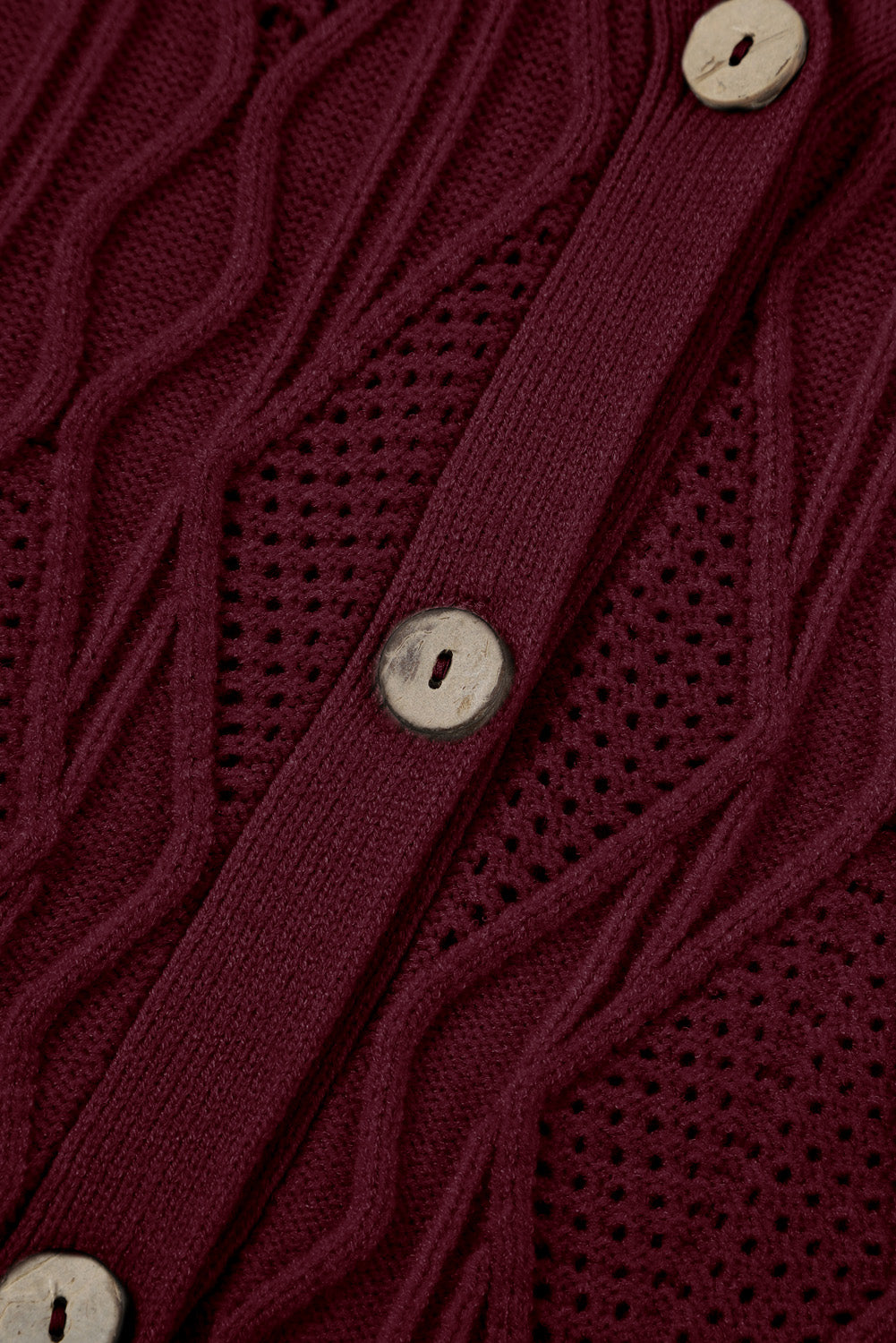 Plus Cable-Knit Button Up Sweater