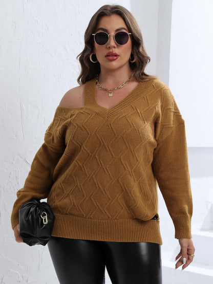 Plus Cutout V-Neck Sweater