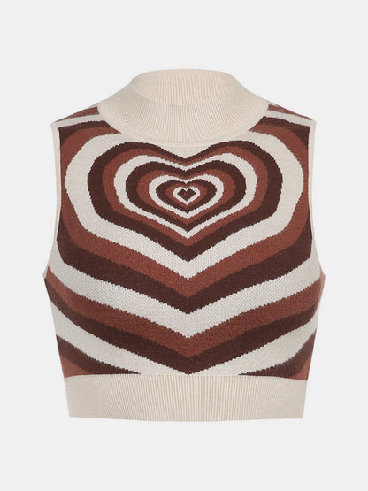 Heart Mock Neck Sweater Vest