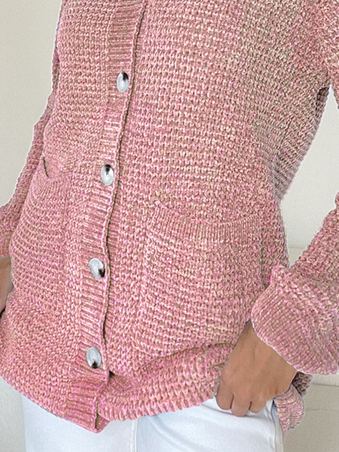 Pocketed V-Neck Button Up Cardigan