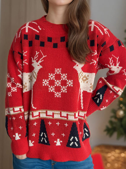 Christmas Round Neck Long Sleeve Sweater