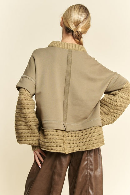 Faux Layered Round Neck Sweater