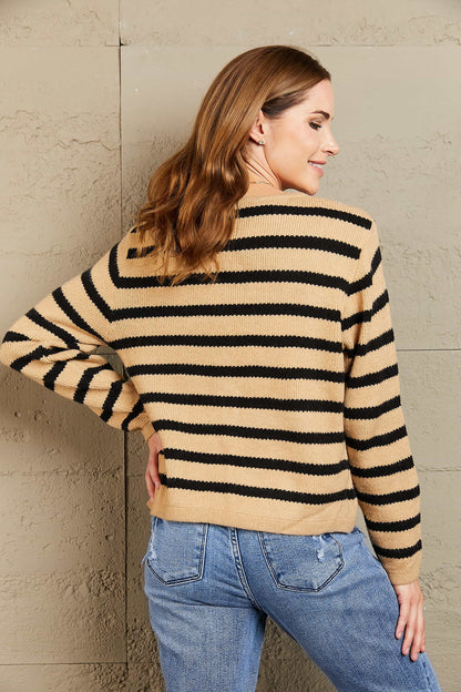 Striped Button Front Cardigan