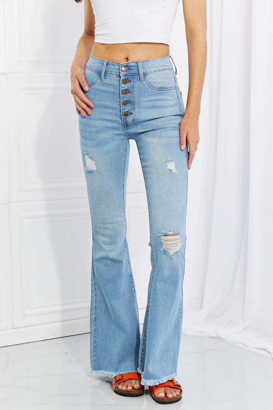 Button Flare Jeans