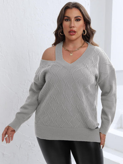 Plus Cutout V-Neck Sweater