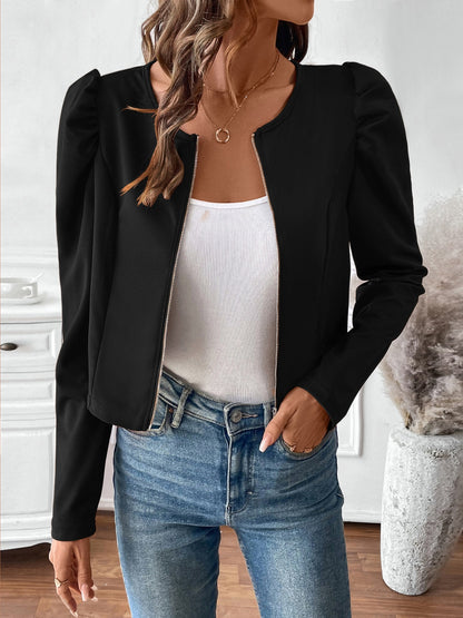 Zip Up Long Sleeve Blazer Jacket
