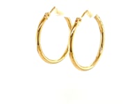 14k Yellow Gold Polished Hoop Earrings (2x25 mm)