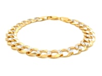 14k Two Tone Gold Pave Curb Bracelet (9.70 mm)